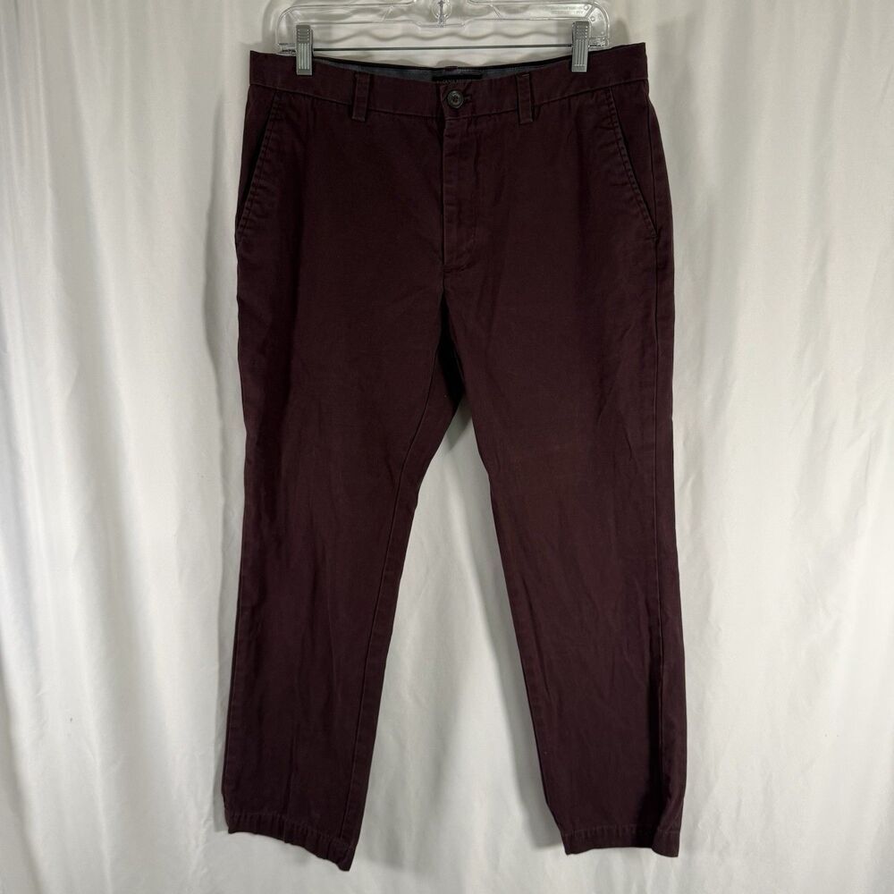 Banana Republic Aiden Chino Pants Men's 33x30 Burgundy Flat Front 100% Cotton